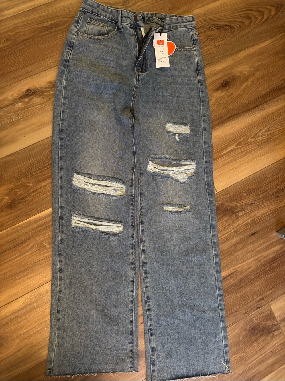 Women's Distressed Light Blue Jeans - Casual Straight Fit